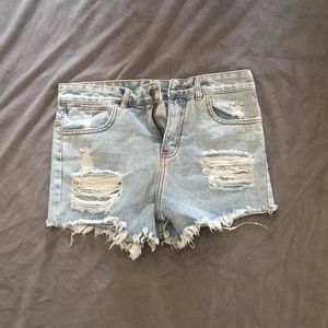 Ripped Denim Shorts